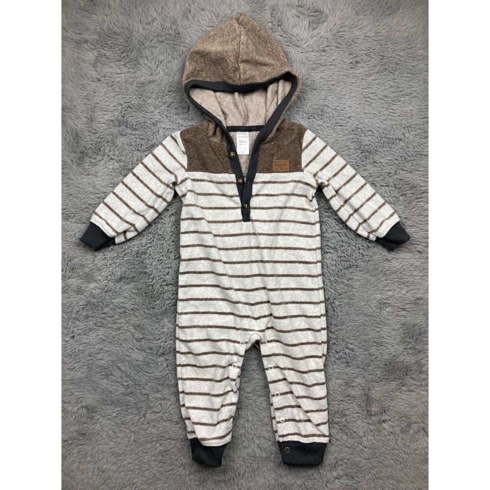 Carter’s brown and tan fleece one piece outfit